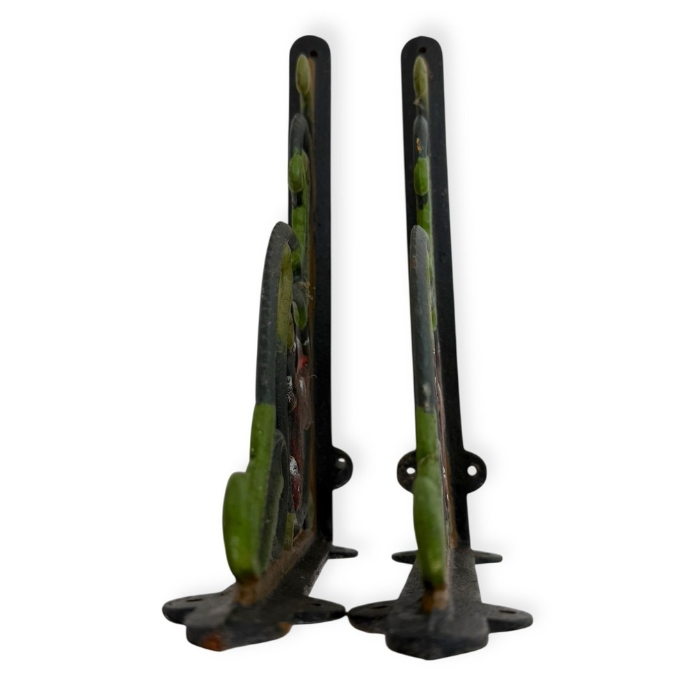 Vintage 1970s Cast Iron Jumping Horse Shelf Brackets Painted Rustic Equestrian - Picture 9 of 10